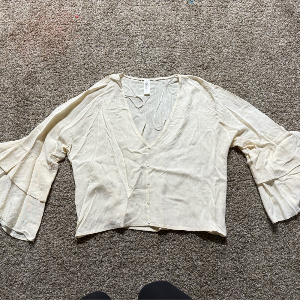 Mahina Ivory Button-Down Blouse